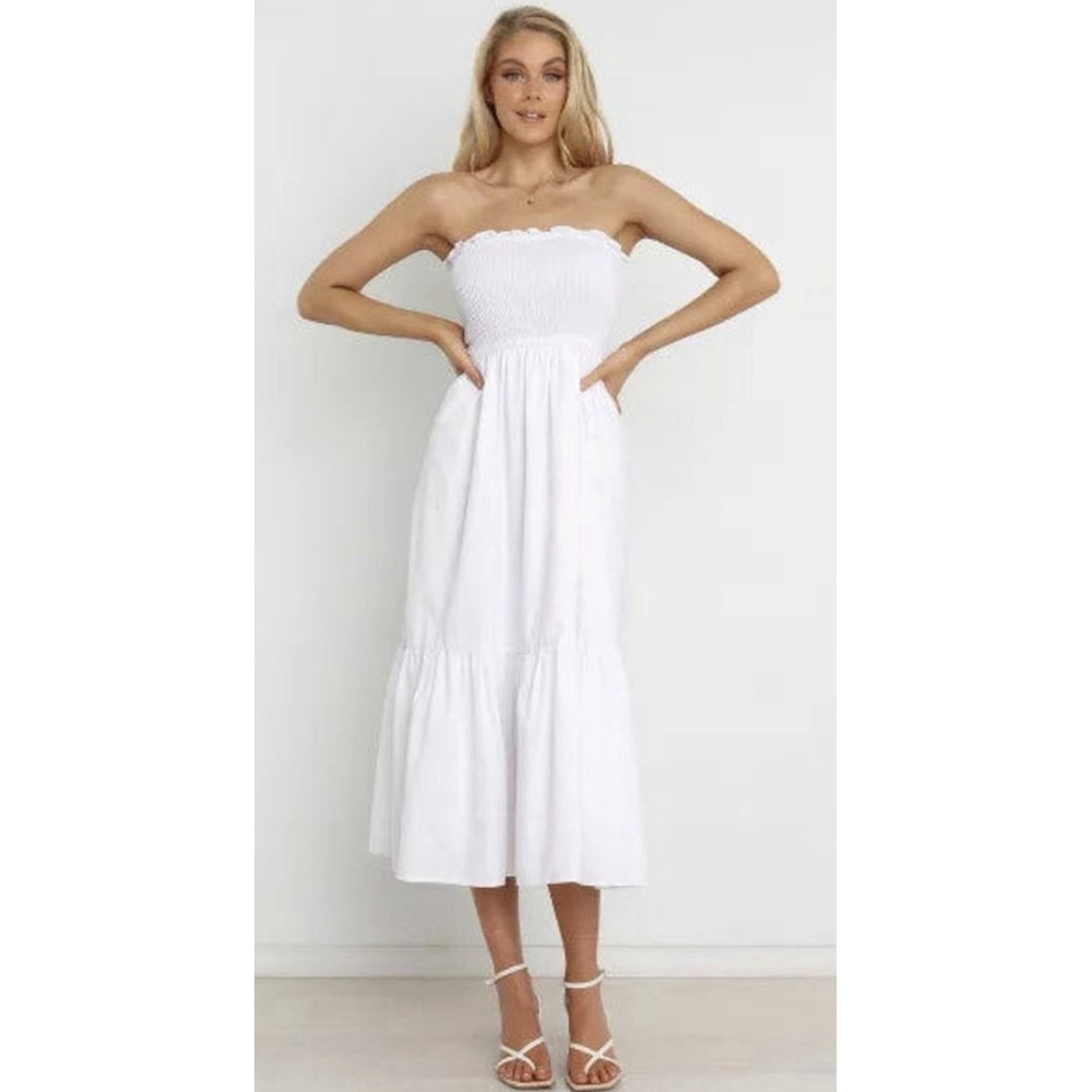 Petal And Pup Richmond Dress Strapless White Smocked Size 4